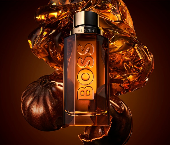 Parfum BOSS The Scent în flacon chihlimbar cu note de cafea