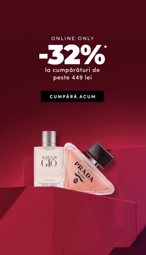 Promoție online cu reducere -32% la parfumuri de lux, inclusiv Giorgio Armani și Prada, la cumpărături peste 449 lei
