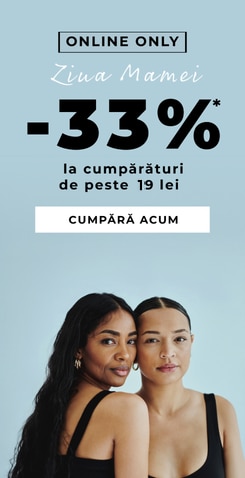 Promoție online de Ziua Mamei: reducere 33% la cumpărături de peste 19 lei.