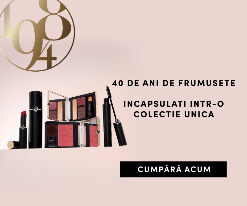 Colecție exclusivă de machiaj Giorgio Armani – ruj roșu, palete farduri și mascara, aniversare 40 de ani de frumusețe. Cumpără acum online pe Marionnaud România.