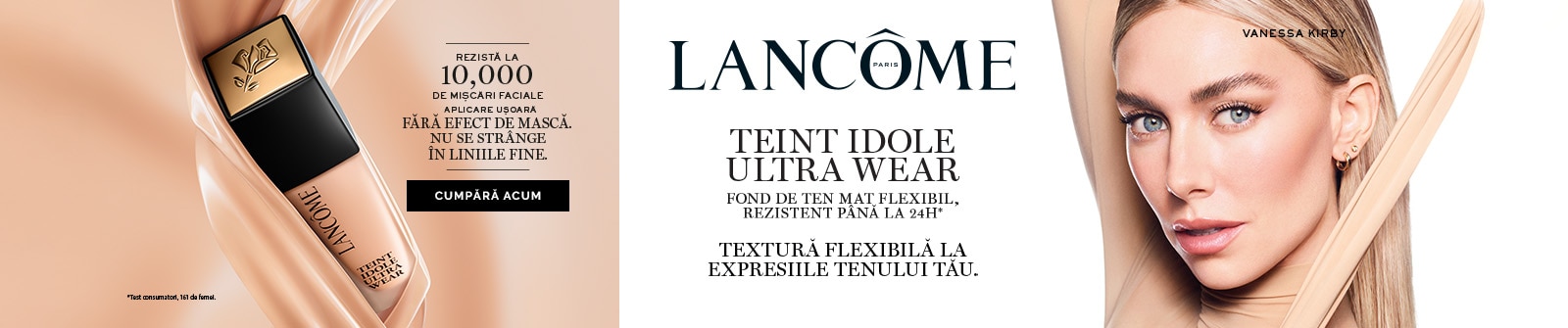 Fond de ten Teint Idole Ultra Wear Lancôme, textură lejeră și mesaj „Cumpără acum