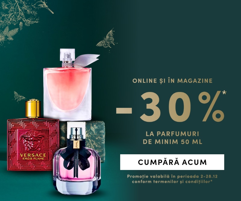 Reducere 30% la parfumuri de minimum 50 ml – Versace Eros Flame și alte parfumuri de lux, promoție online și în magazine.