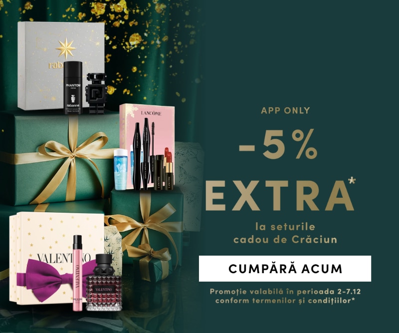Extra reducere 5% la seturi cadou de Crăciun în aplicație – Rabanne, Lancôme, Valentino, promoție online