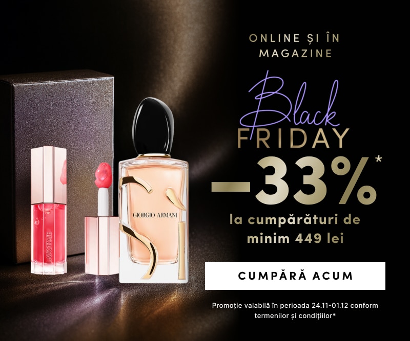 Black Friday reducere -33% la cumpărături de minim 449 lei: parfum Giorgio Armani și ruj de lux.