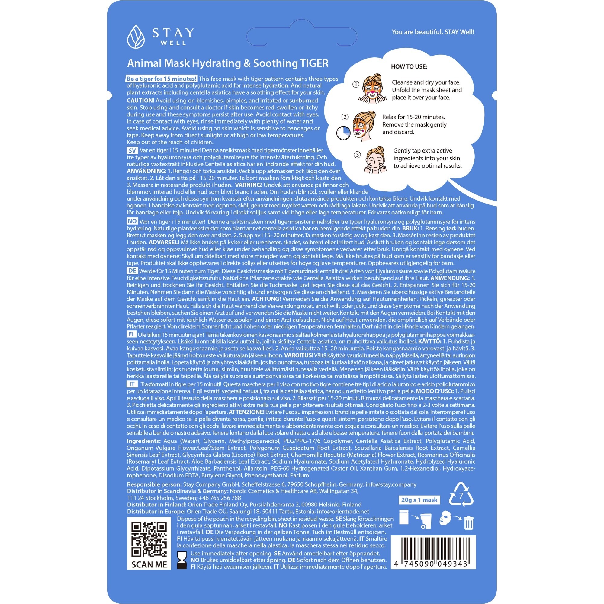 20 G STAY WELL Face Mask Masca de fata tip servetel-Tigru 1 of 2