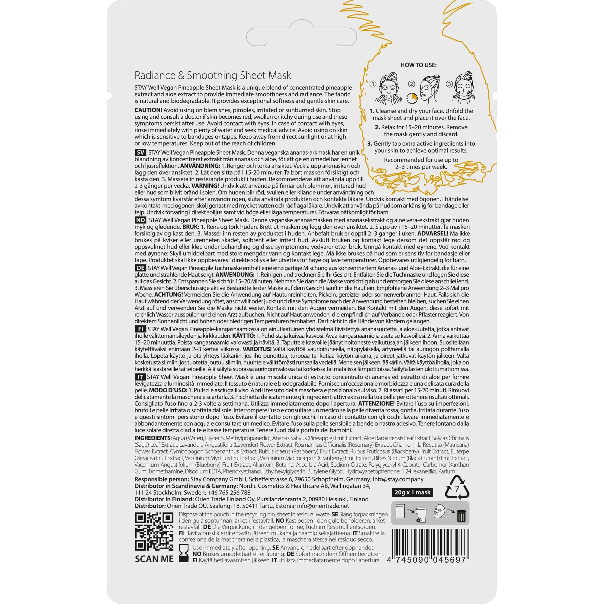20 G STAY WELL Face Mask Masca de fata tip servetel-Pineapple 2 of 2 Masca de fata tip servetel-Pineapple