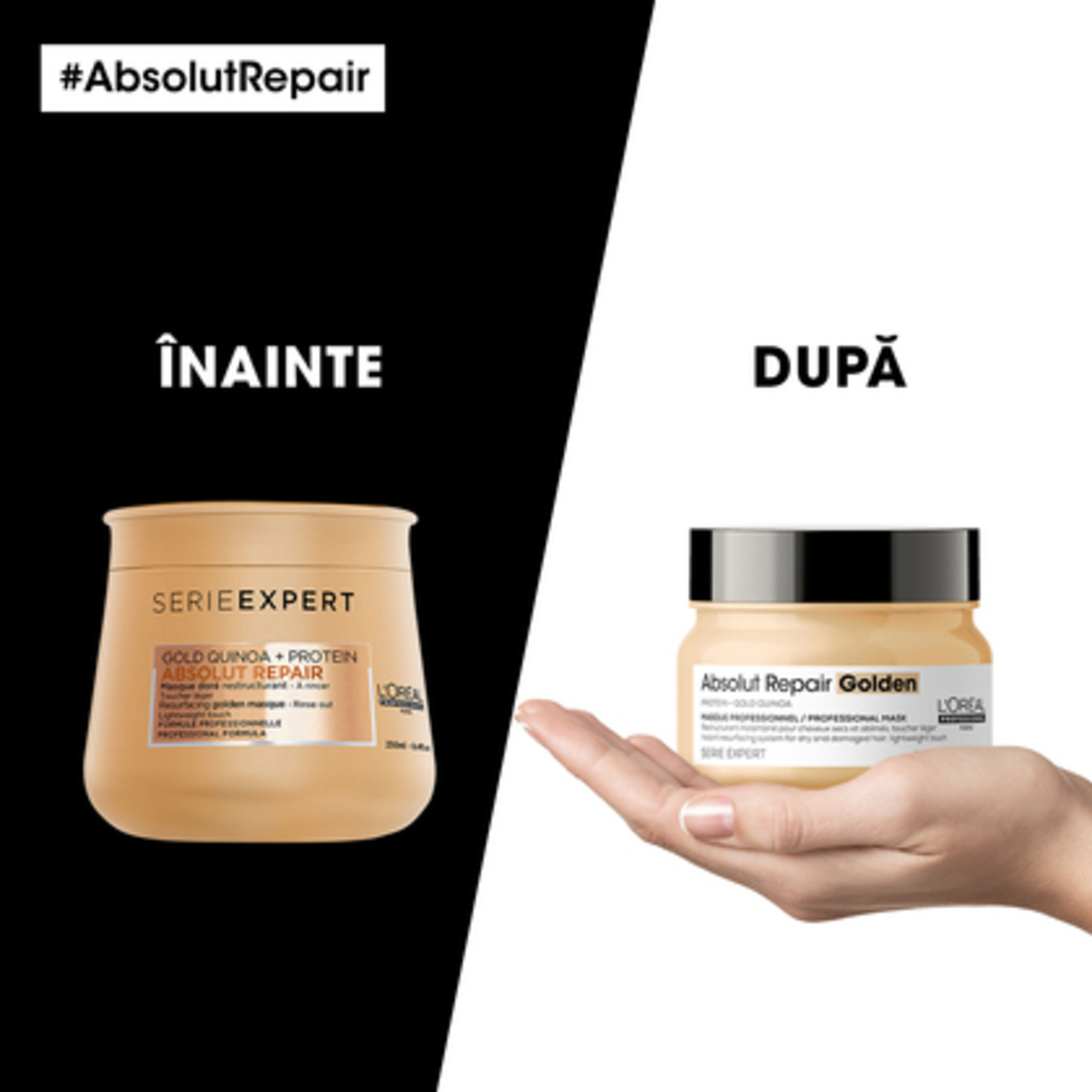 Masca aurie pentru parul uscat si deteriorat Serie Expert