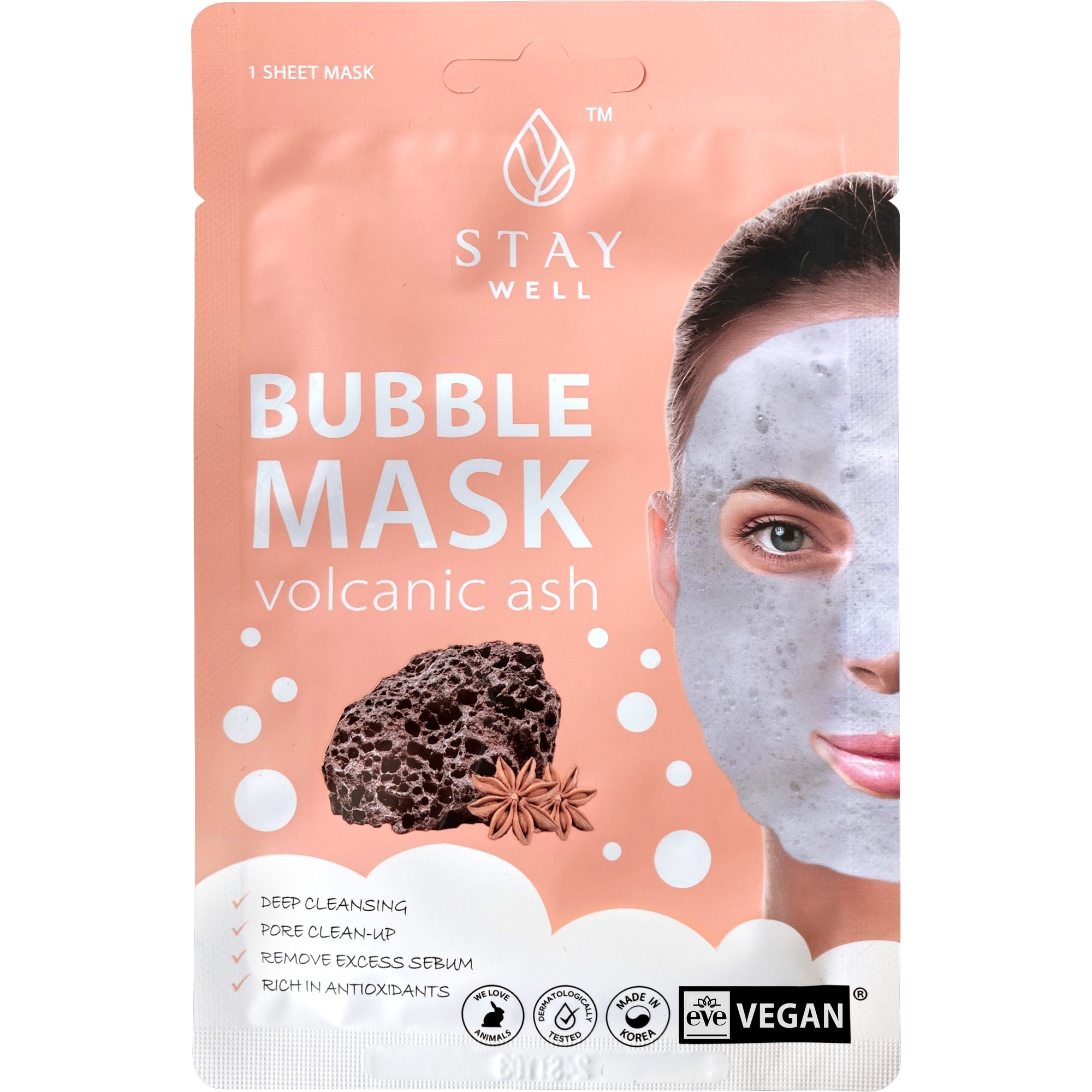 20 G STAY WELL Face Mask Masca de fata tip servetel-Bubble Mask Volcanic 1 of 2 Masca de fata tip servetel-Bubble Mask Volcanic