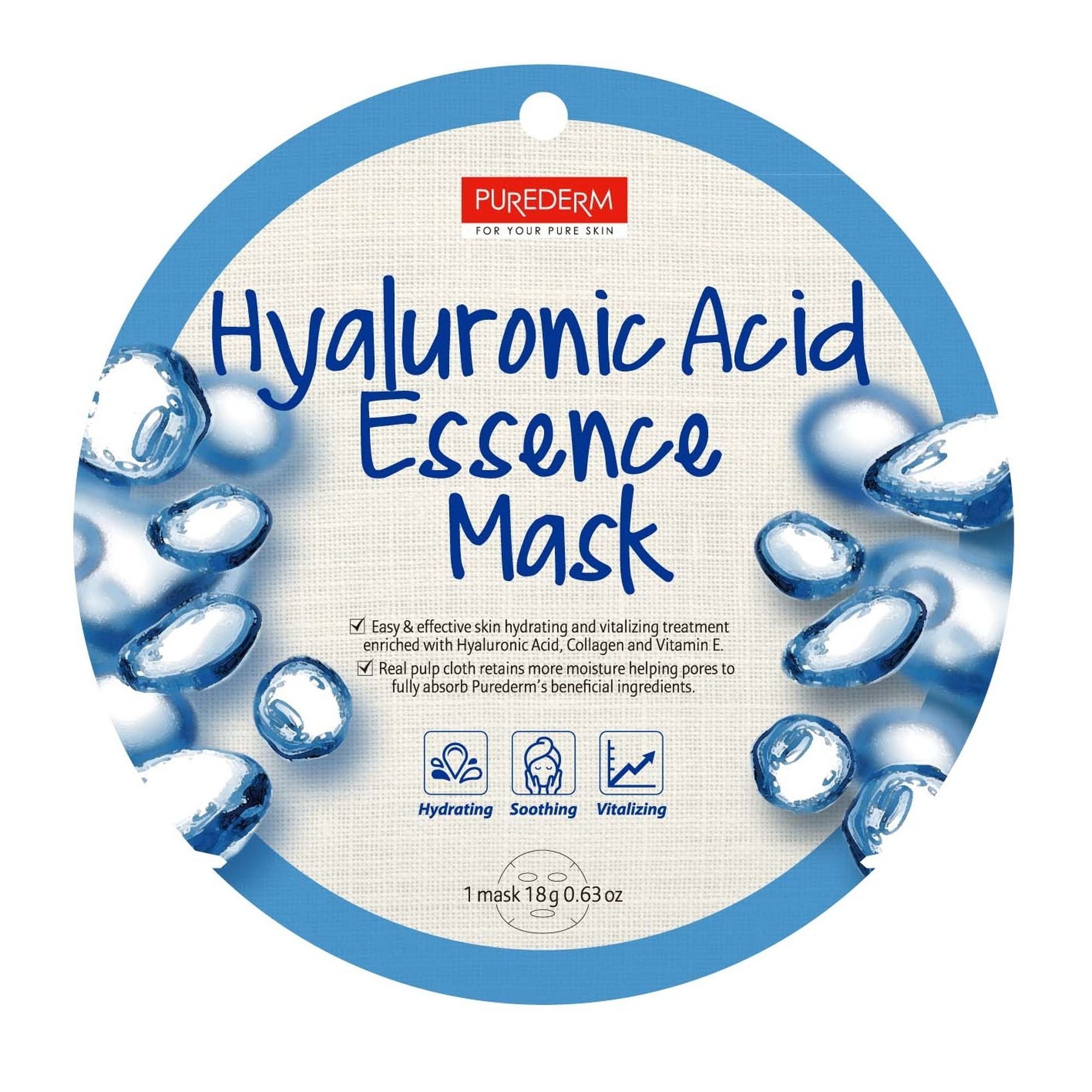18 G PUREDERM Face Mask Masca de fata tip servetel-Hyaluronic Acid Essence 1 of 1