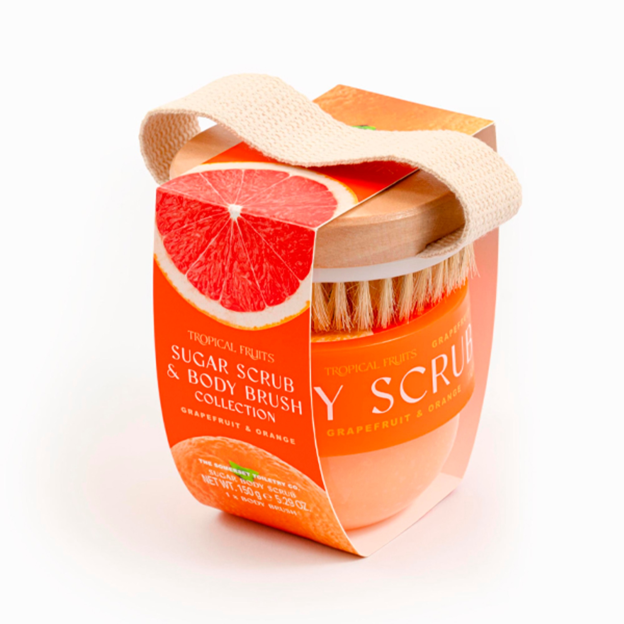 150 G Somerset Tropical Fruits Set exfoliant si perie de corp Orange Grapefruit 