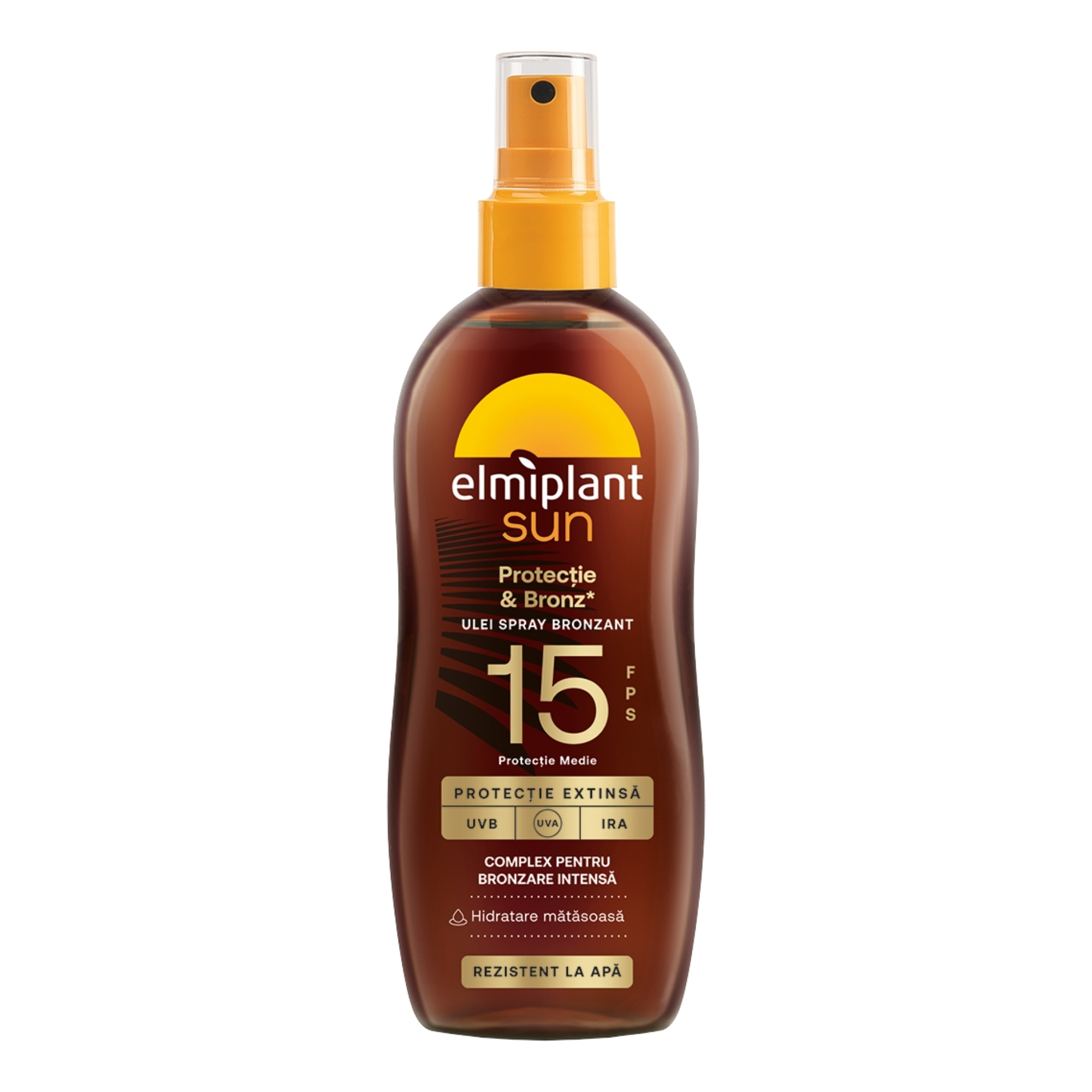 150 ML ELMIPLANT Elmiplant SUN Ulei spray bronzant cu protectie solara SPF 15 1 of 1 Ulei spray bronzant cu protectie solara SPF 15