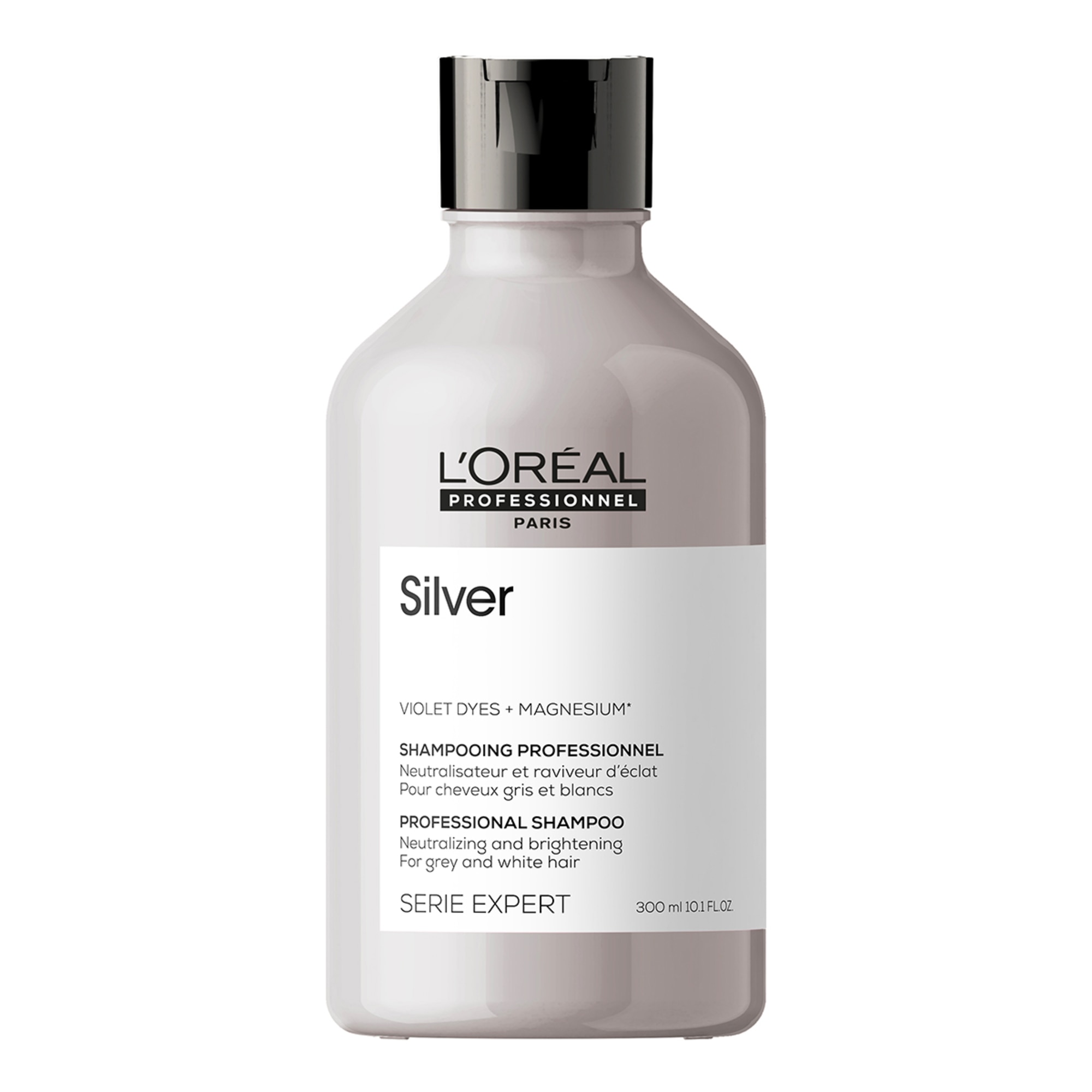 300 ML L'OREAL PROFESSIONNEL SILVER Sampon de neutralizare si stralucire pentru parul gri si alb Serie Expert 1 of 3