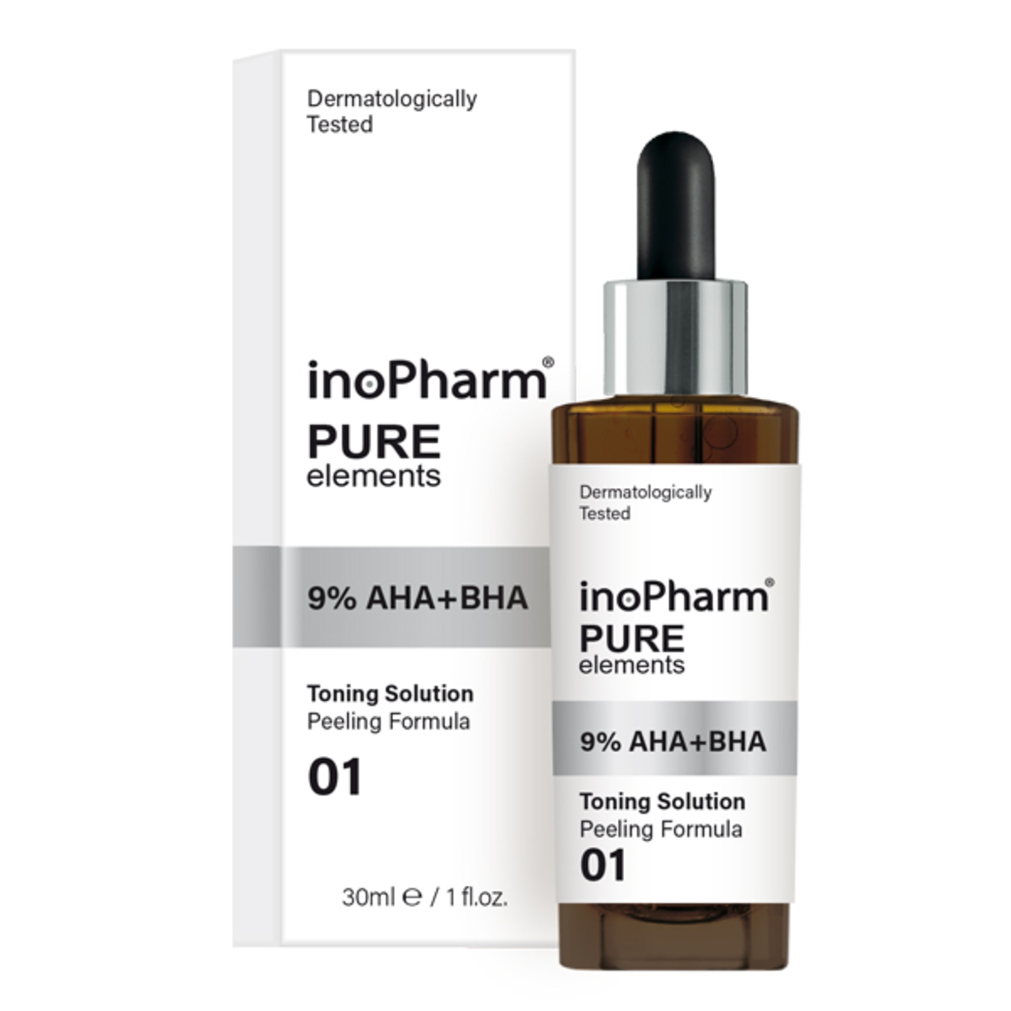 30 ML InoPharm Pure Elements PURE ELEMENTS Peeling facial cu Acid AHA si Acid BHA 1 of 1
