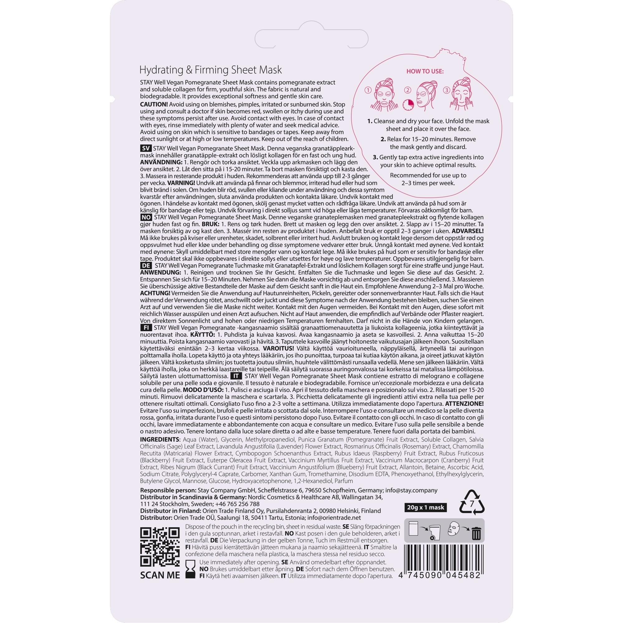 20 G STAY WELL Face Mask Masca de fata tip servetel-Pomegranate 2 of 2 Masca de fata tip servetel-Pomegranate