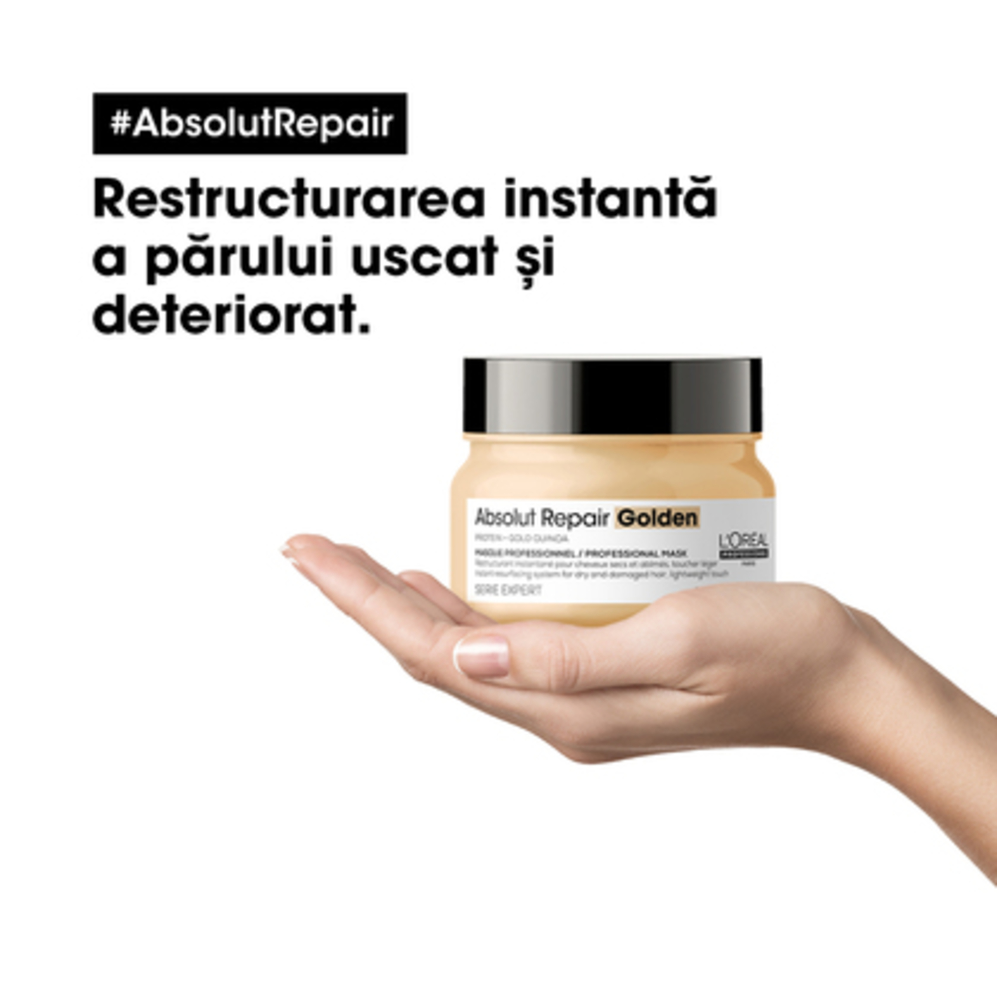 Masca aurie pentru parul uscat si deteriorat Serie Expert