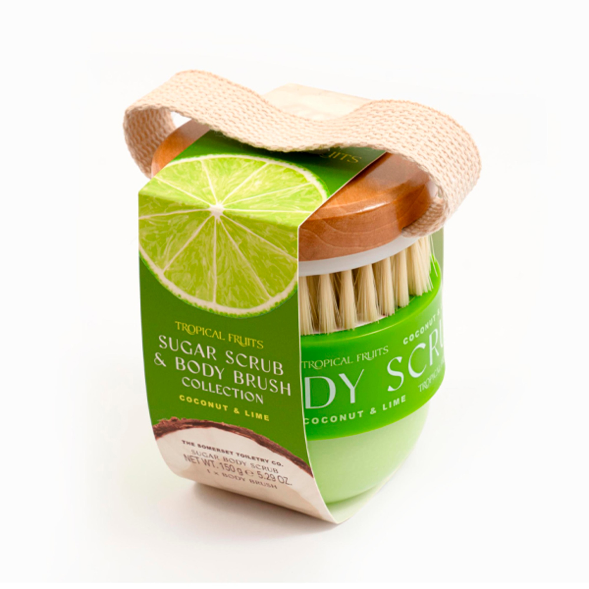 150 G Somerset Tropical Fruits Set exfoliant si perie de corp Coconut Lime 1 of 1