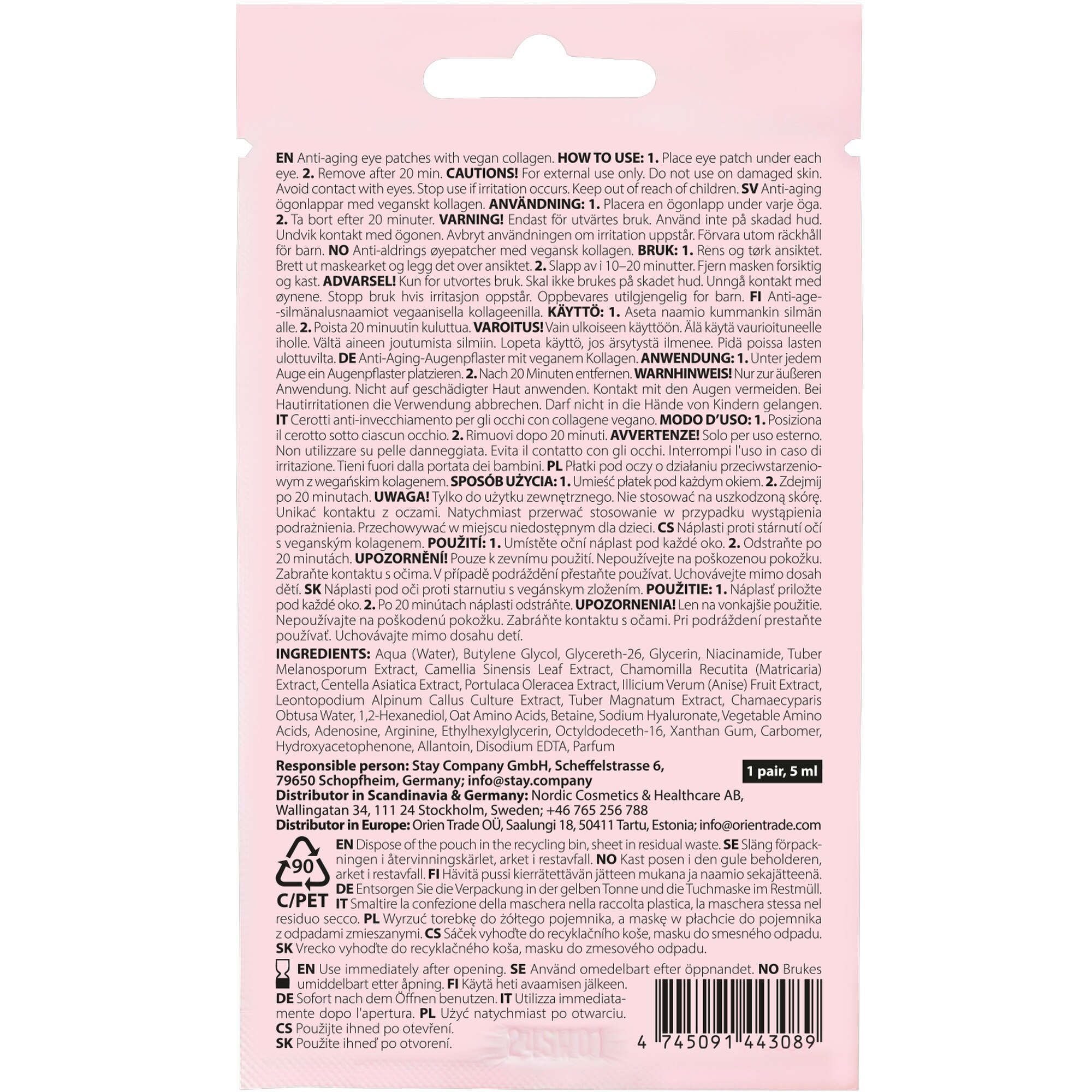 5 ML STAY WELL Eye Patch Plasturi pentru ochi Firming Vegan Collagen 1 of 2