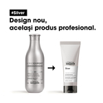 200 ML L'OREAL PROFESSIONNEL SILVER Balsam de neutralizare si stralucire pentru parul gri si alb Serie Expert  3 of 3 Balsam de neutralizare si stralucire pentru parul gri si alb Serie Expert